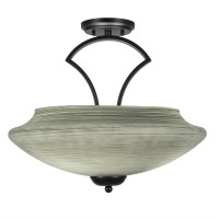 Zilo Semi Flush With 3 Bulbs Shown In Matte Black Finish With 18