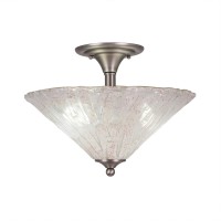 Semi-Flush With 2 Bulbs Shown In Brushed Nickel Finish With 16 Italian Ice Glass