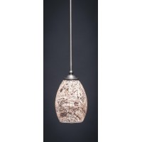 Zilo 1 Light Mini Pendant Shown In Graphite Finish With 5 Natural Fusion Glass