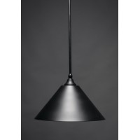 Stem Mini Pendant With Hang Straight Swivel Shown In Matte Black Finish With 14 Matte Black Metal Shade