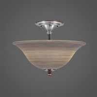 Semi-Flush With 2 Bulbs Shown In Black Copper Finish With 16 Gray Linen Glass