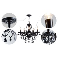 Saint Mossi Modern K9 Crystal Chandelier Black Chandelier With 5 Lights E12 Base Modern Pendant Ceiling Lighting Fixture For Di