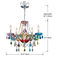 Saint Mossi Modern Colorful K9 Crystal Chandelier With 5 Lights Contemporary Pendant Ceiling Lighting Fixture For Dining Room B