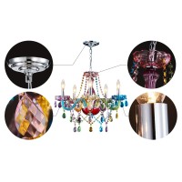 Saint Mossi Modern Colorful K9 Crystal Chandelier With 5 Lights Contemporary Pendant Ceiling Lighting Fixture For Dining Room B