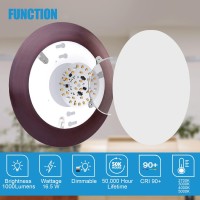 Ecoeler 6 Inch 16.5W Dimmable Led Disk Light, 10 Pack Aluminum Baffle Bronze Trim- Round Flush Mount Recessed Retrofit, 3000K Warm White, 1000Lm, Wet Rated,Energy Star & Etl-Listed Approved