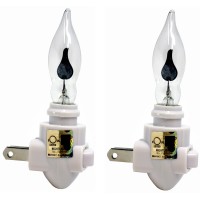 2 Pack -Plug In Night Light Modules White Plastic Include Flicker Night Light Bulbs, Great For Making Your Own Halloween Fall Christmas Holiday Flickering Night Lights