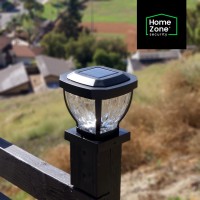 Home Zone Security Solar Post Cap Lights Decorative Glass Led Outdoor Fits 35 X 35 In Post Lights Black 2Pack