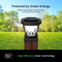 Home Zone Security Solar Post Cap Lights Decorative Glass Led Outdoor Fits 35 X 35 In Post Lights Black 2Pack