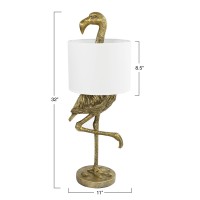 Creative Coop Resin Flamingo Table Lamp With Linen Shade Gold Finish 32