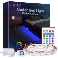 Willed Under Bed Light Rgb Color Changing 5Ft Led Strip With Motion Activated Sensor Rf Remote Controller Timer Power Adapter