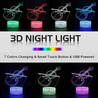 Violin Fiddle Visual 3D Night Light Music Lovers Desk Lamp 7 Color Touch W/ Usb Cable White Bottom Table Decoration Household Accessories Kids Gift Boys Festival By Lluukk