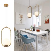 Pendant Lighting Modern Style Chandelier ,One Light Kitchen Lamp,Frosted Glass Globe Lampshade Pendant Light Indoor Hanging Light Fixture Adjustable Hanging Fixture For Dinning Room Bedroom