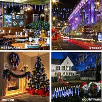 Zezuxy Christmas Lights Outdoor, Falling Rain Drop Icicle Cascading String Lights 12 In 8 Tubes Luces De Navidad Para Exterior, Meteor Shower Lights Gifts For Women Christmas Tree Decorations, Blue