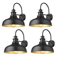 Bestshared Farmhouse Wall Mount Lights, Gooseneck Barn Light, Outdoor Wall Lantern For Porch With Black Finish And Contrast Color Interior