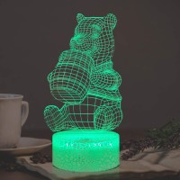 Winnie Night Light For Girl Teddy Honey Bear Cartoon 3D Optical 7 Color Change Decor Room Baby Sleep Mood Led Table Lamp Holiday Birthday Xmas Party Supply Kid Friend Unique Souvenir For Teens