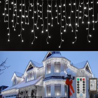 Icicle Lights Outdoor, 33 Ft 384 Led 8 Modes Icicle Christmas Lights With 72 Drops, Icicle String Lights With Remote &Timer, Waterproof Fairy Lights For Indoor Patio Tree House Decor, Warm White