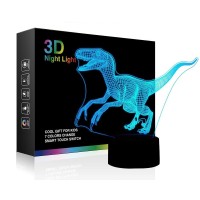 Dinosaur Lamp 3D Night Light Jurassic Led 7 Color Changing Lamp Nightlight Kids' Room Home Decor Xmas Birthday Gifts For Boys Girls Baby Toddler