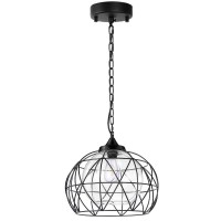 Wellmet 1-Light Hanging Lights,14.5 Inch Outdoor Chandelier Black Cage Pendant Lighting With Glass Shades, Porch Gazebo Barn Light Fixture Perfect For Dining Room, Bar, Aisle, Hallway, Entryway, Foyer