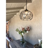 Wellmet 1-Light Hanging Lights,14.5 Inch Outdoor Chandelier Black Cage Pendant Lighting With Glass Shades, Porch Gazebo Barn Light Fixture Perfect For Dining Room, Bar, Aisle, Hallway, Entryway, Foyer