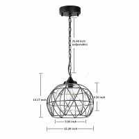 Wellmet 1-Light Hanging Lights,14.5 Inch Outdoor Chandelier Black Cage Pendant Lighting With Glass Shades, Porch Gazebo Barn Light Fixture Perfect For Dining Room, Bar, Aisle, Hallway, Entryway, Foyer