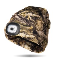 Perfect for camping hiking working and more this knit beanie features an LED bulb with 3 brightness settings to provide visibility in the dark Rechargeable fixture fits any standard USB port Machine washable when light is removed Acrylic One size fits mos