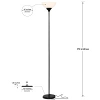 Brightech Sky Dome Dimmable Led Floor Lamp, Torchiere Floor Lamp For Living Rooms & Offices - Tall Standing Lamp For Reading & Hobbies - Jet Black