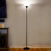 Brightech Sky Dome Dimmable Led Floor Lamp, Torchiere Floor Lamp For Living Rooms & Offices - Tall Standing Lamp For Reading & Hobbies - Jet Black