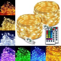 Led Fairy Lights Usb Powered 39Ft 120 Led Rgb & Warm White Fairy Lights For Bedroom, Color Changing String Fairy Lights With Remote/Timer, Christmas Halloween Twinkle Lights Indoor Outdoor Decoration