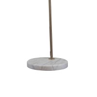 This sleek urbane designed floor lamp will not only illuminate your space but will also enhance your home dcor style This lamp comes with drum shaped hanging lamp shade made from brown fabric supported on antique bronze finish arched metal stand with marb