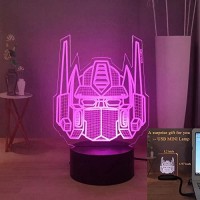 Laysinly 3D Night Light, Optimus Prime 7 Colors Led Table Lamp, Remote Control Child Bedroom Night Lamp, Kids Boys Birthday Christmas Gift