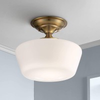 Regency Hill Schoolhouse Rustic Farmhouse Ceiling Light Semi Flush-Mount Fixture 12