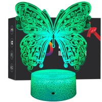 Fanmin Butterfly Lamp Butterfly Night Light For Kids With Remote Touch 7 Colors 16 Colors Changing Kids Room Decor 3D Optical