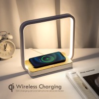 Wilit Bedside Lamp With Qi Wireless Charger, A13 Table Lamp 3 Step Dimmable Touch Control Desk Lamp For For Living Room, Bedroom, Kids Room.