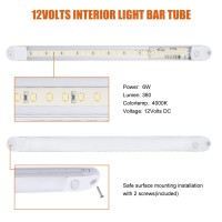 Facon 13Inch Led Rv Interior Light With Onoff Switch 3000K Warm White Aluminum Under Cabinet Light 12V Rigid Strip Light 12