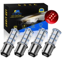 Everbright 1157 Bay15D 1034 2057 2357 7528 Bulb For Rv Camper Suv Mpv Car Led Tail Lights Brake Lights Parking Lamp Bulb Side Marker Light, 18Smd 5050Chips Dc-12V, Brilliant Red (Pack Of 4)