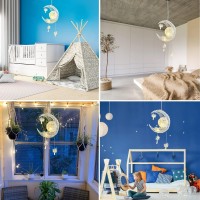 Tislyco Modern Creative Hanging Light Fixture, Elegant Led Ceiling Pendant Lighting For Kids Children Bedroom, Crescent Moon Lamp Flush Mount Ceiling Light For Dining Room Girls Bedroom Decoration