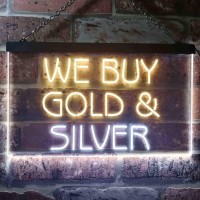 Advpro We Buy Gold Silver Shop Dual Color Led Neon Sign White & Yellow 16