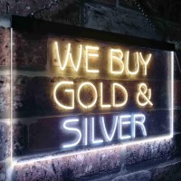 Advpro We Buy Gold Silver Shop Dual Color Led Neon Sign White & Yellow 16