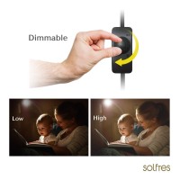 Solfres Innovative Design Headboard Reading Light. No Drilling Golden Book Light For Bedtime Reading. Dimmable Led Book Reading Lamp With Bulb. Movable & Flexible, Gold