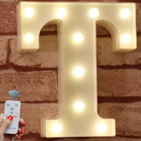 Pooqla Led Letter Lights Alphabet Light Up Marquee Letter Signs With Timer Remote Control Dimmable For Wedding Home Party Bar Decoration - Rc - T