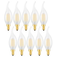 Crlight Led Candelabra Bulb 25W Equivalent 250 Lm, 3000K Soft White 2W Dimmable Led Chandelier Light Bulbs, E12 Vintage Edison C35 Frosted Glass Candle Flame Tip, 10 Pack