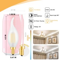 Crlight Led Candelabra Bulb 25W Equivalent 250 Lm, 3000K Soft White 2W Dimmable Led Chandelier Light Bulbs, E12 Vintage Edison C35 Frosted Glass Candle Flame Tip, 10 Pack