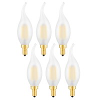 Crlight 2W Led Candelabra Bulb 3000K Soft White 25W Equivalent 250 Lm, E12 Dimmable Led Chandelier Bulbs, Antique C35 Frosted Candle Flame Shape Bent Tip, 6 Pack