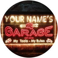 Advpro Personalized Your Name Est Year Theme Garage Man Cave Decor Dual Color Led Neon Sign Red & Yellow 12