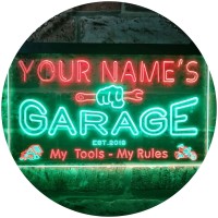 Advpro Personalized Your Name Est Year Theme Garage Man Cave Decor Dual Color Led Neon Sign Green & Red 16