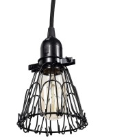 Rustic State Adjustable Metal Wire Hanging Pendant Light Cage, Lamp Shade, Bulb Cover Guard, Lighting Fixture - Industrial Vintage Diy Project - Set Of 8 - Black