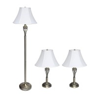 Elegant Designs Antique Brass Three Pack Lamp Set 2 Table Lamps 1 Floor Lamp