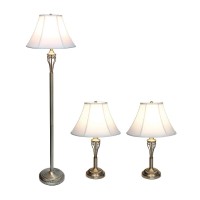 Elegant Designs Antique Brass Three Pack Lamp Set 2 Table Lamps 1 Floor Lamp