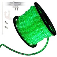 Wyzworks 1656Leds, 150Ft Led Rope Light, Connectable Waterproof Permanent Outdoor Clear Pvc Tube, Etl Certified, Christmas Trees Holiday Decorative Landscape Backyard Patio Accent Lighting - Green