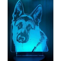 Jinnwell 3D German Shepherd Dog Wolf Night Light Lamp Illusion 7 Color Changing Touch Switch Table Desk Decoration Lamps Gift Wi